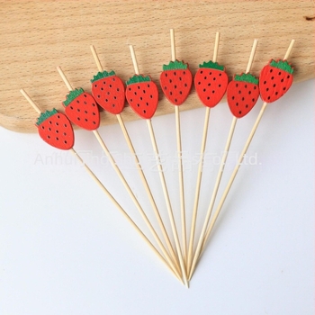 Bețișoare din bambus pentru fructe – amestec cu pepene, banană, căpșune și kiwi, bețișoare decorative clasice pentru fructe, 120 mm lungime, 100 bucăți într-un pachet