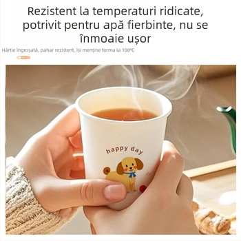 Pahar de hârtie de unică folosință 250 ml, cu model animație, pentru casă și birou, imprimare personalizată promoțional