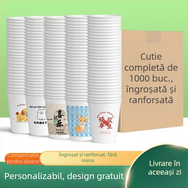 Pahar de hârtie de unică folosință 250 ml, cu model animație, pentru casă și birou, imprimare personalizată promoțional