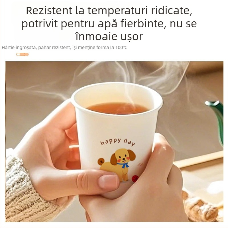 Pahar de hârtie de unică folosință 250 ml, cu model animație, pentru casă și birou, imprimare personalizată promoțional