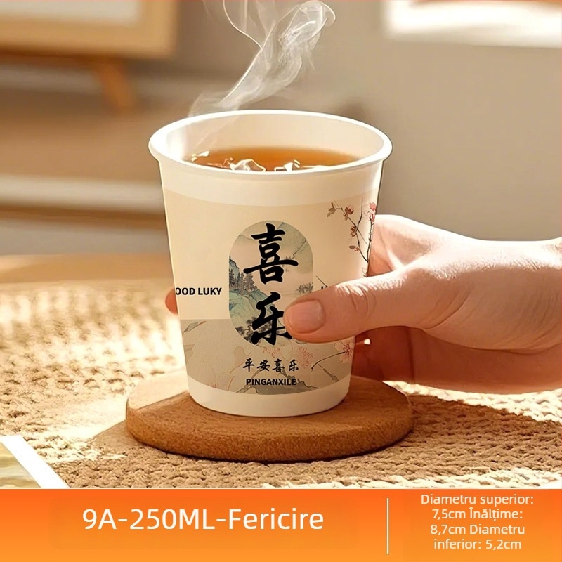 Pahar de hârtie de unică folosință 250 ml, cu model animație, pentru casă și birou, imprimare personalizată promoțional