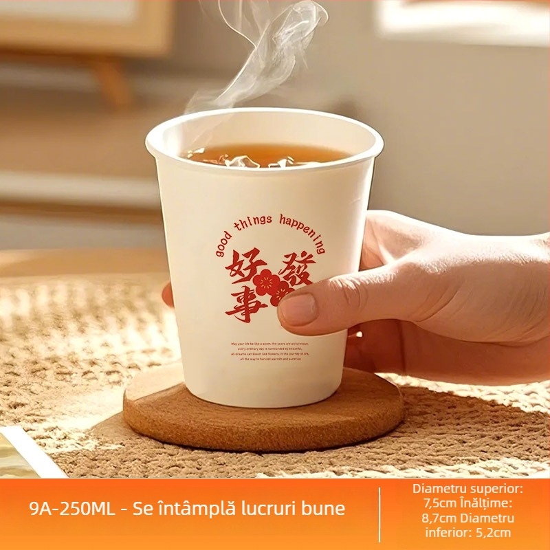 Pahar de hârtie de unică folosință 250 ml, cu model animație, pentru casă și birou, imprimare personalizată promoțional