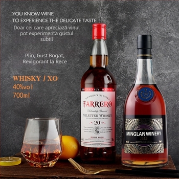 Set de baze pentru cocktailuri: vodcă, sirop de lichior, rom alb, băuturi spirtoase străine, whisky și XO brandy