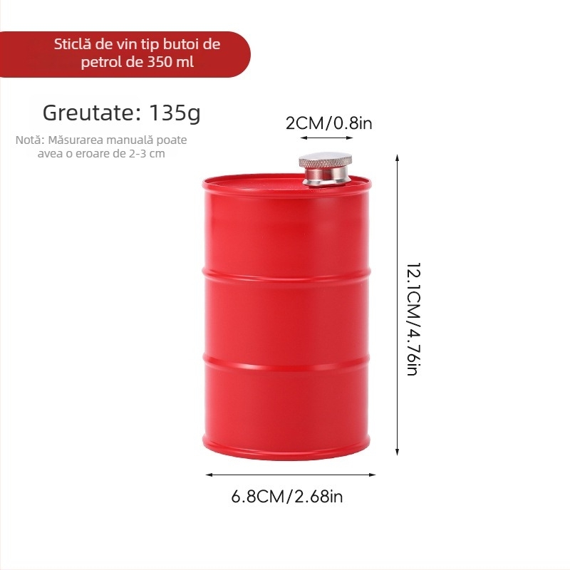 Flacon cilindric din oțel inoxidabil 304, în formă de butoi, capacitate mare
