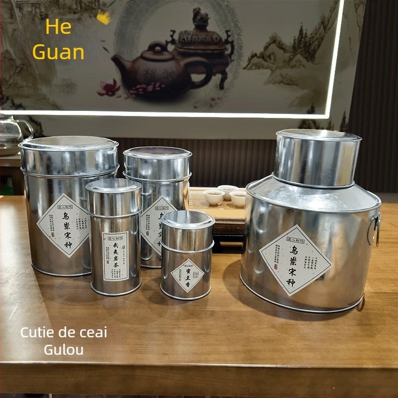 Cutie metalică galvanizată pentru ceai Pu'er cu coajă de mandarină uscată, mică, în stil retro