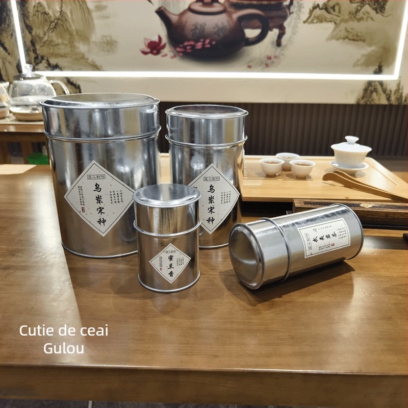 Cutie metalică galvanizată pentru ceai Pu'er cu coajă de mandarină uscată, mică, în stil retro