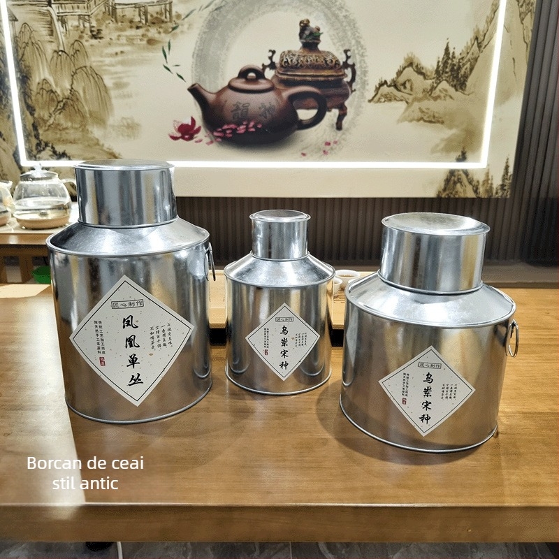 Cutie metalică galvanizată pentru ceai Pu'er cu coajă de mandarină uscată, mică, în stil retro