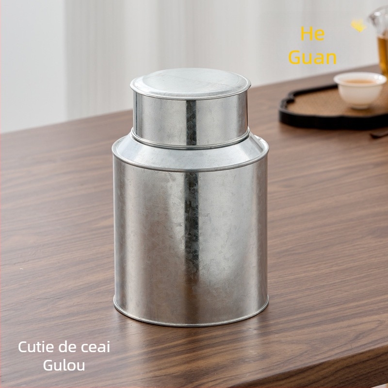 Cutie metalică galvanizată pentru ceai Pu'er cu coajă de mandarină uscată, mică, în stil retro