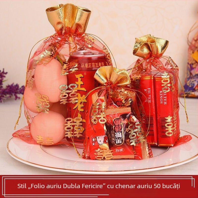 100 de pungi din plasă pentru bomboane de nuntă și cadouri