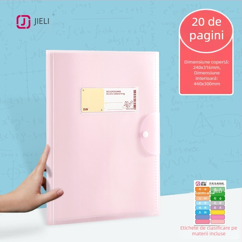 Jerry Carte transparentă pentru teste pentru elevi de gimnaziu și liceu, 20/30/40 pagini, material PP