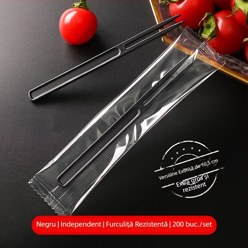 Furculițe de fructe cu doi dinți, din plastic transparent, de unică folosință, ambalate individual
