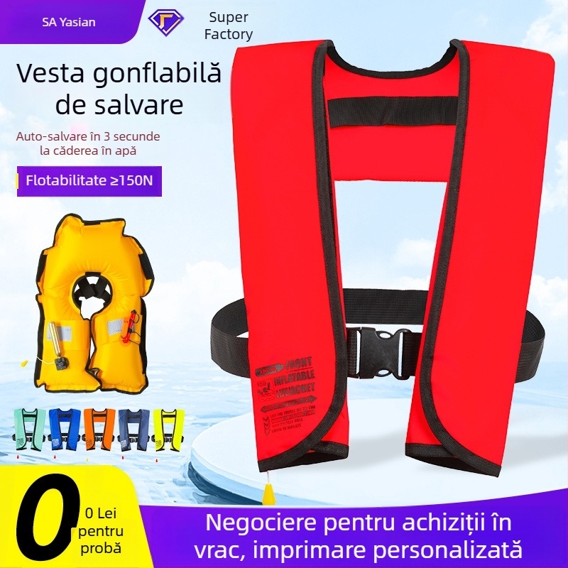 Vestă de salvare gonflabilă automată pentru adulți, cu plutabilitate mare, pentru bărci și autovehicule, ușoară și portabilă, vestă de supraviețuire pentru pescuit
