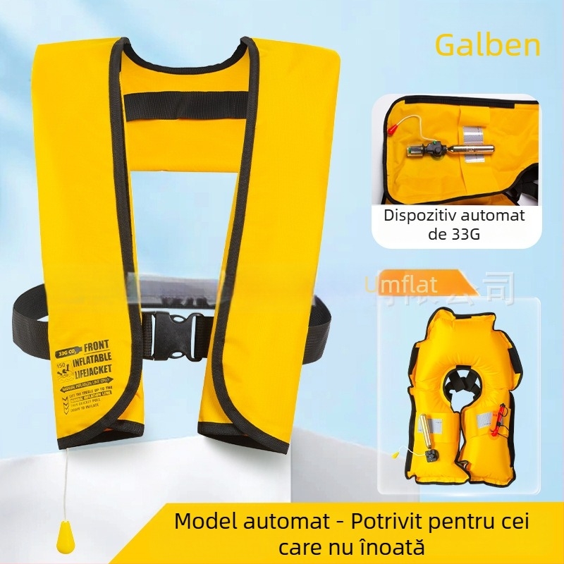 Vestă de salvare gonflabilă automată pentru adulți, cu plutabilitate mare, pentru bărci și autovehicule, ușoară și portabilă, vestă de supraviețuire pentru pescuit
