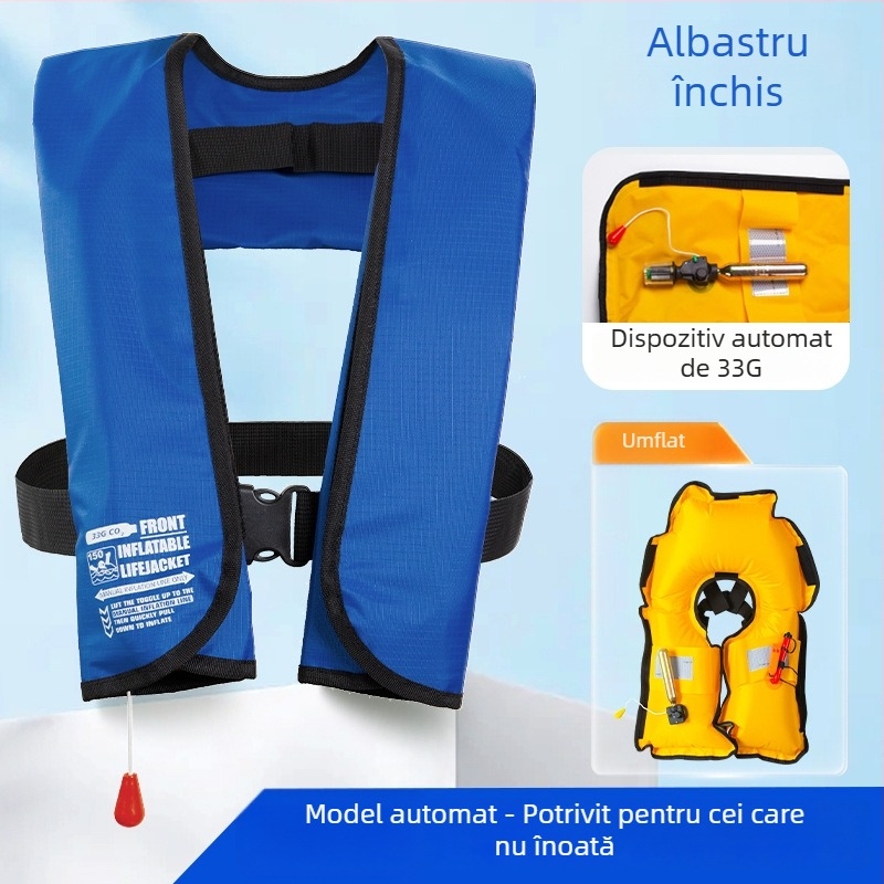 Vestă de salvare gonflabilă automată pentru adulți, cu plutabilitate mare, pentru bărci și autovehicule, ușoară și portabilă, vestă de supraviețuire pentru pescuit