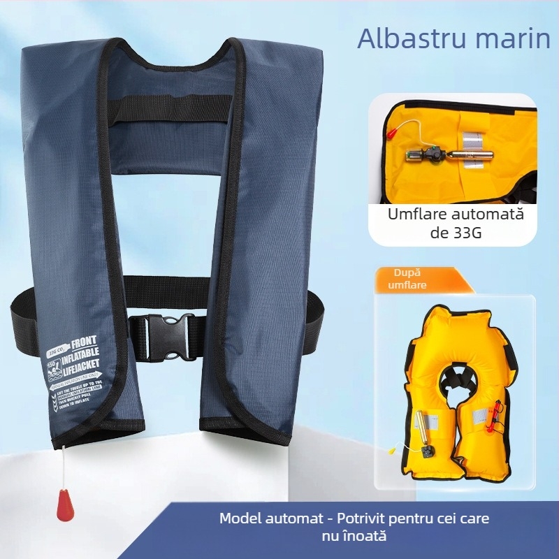 Vestă de salvare gonflabilă automată pentru adulți, cu plutabilitate mare, pentru bărci și autovehicule, ușoară și portabilă, vestă de supraviețuire pentru pescuit