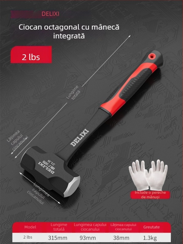Delixi ciocan octagonal, 4 lb, pentru zidărie