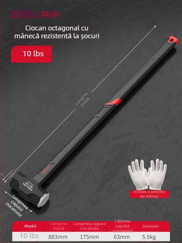 Delixi ciocan octagonal, 4 lb, pentru zidărie