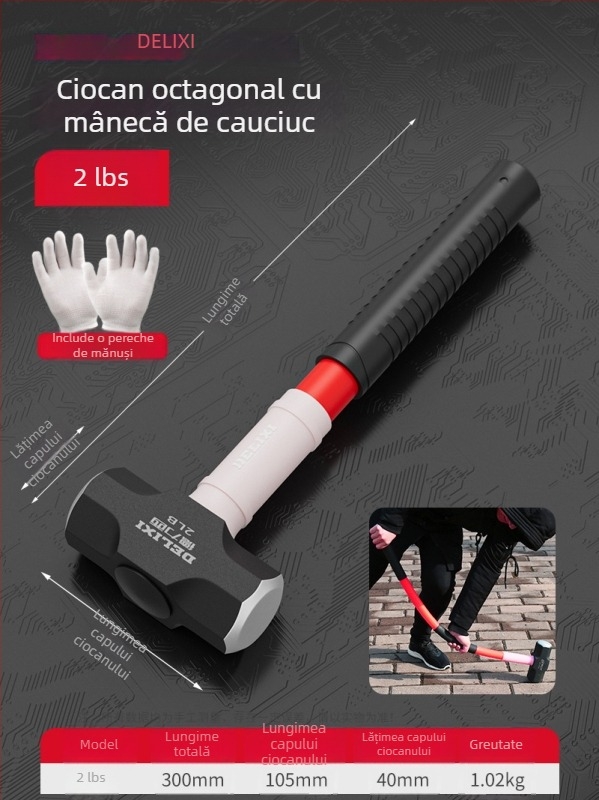 Delixi ciocan octagonal, 4 lb, pentru zidărie