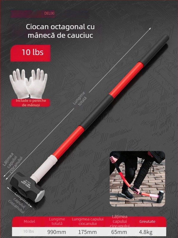 Delixi ciocan octagonal, 4 lb, pentru zidărie
