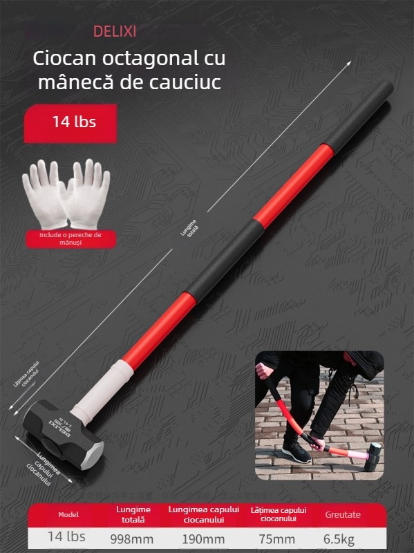 Delixi ciocan octagonal, 4 lb, pentru zidărie