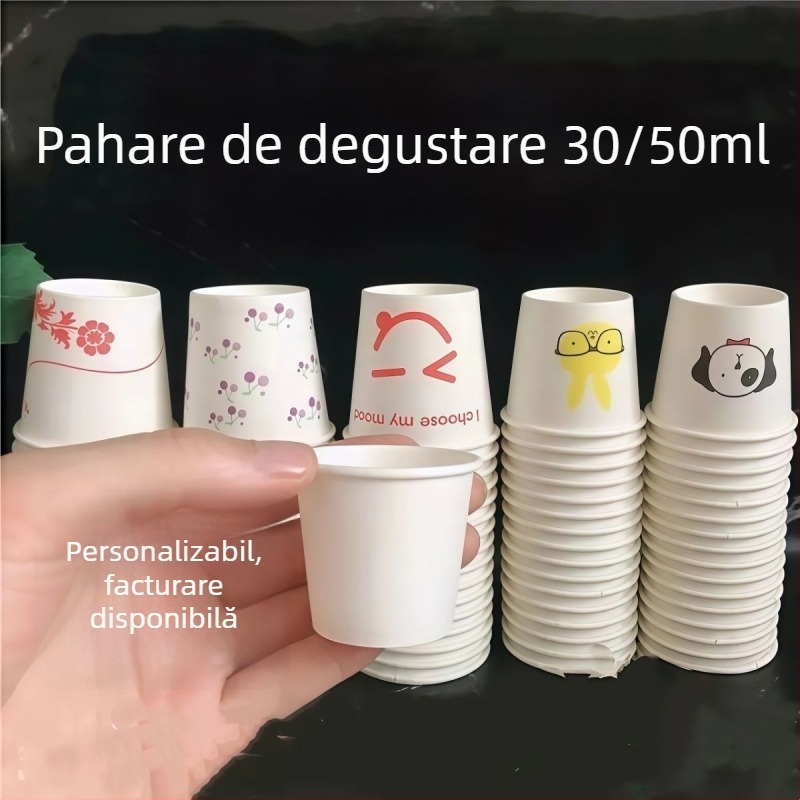 Cupe mini de degustare, din hârtie, 30–50 ml, de unică folosință
