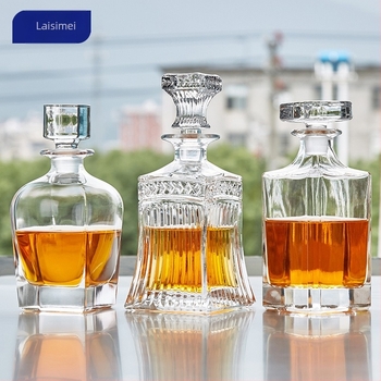 Decantor de vin în stil european și dispenser de whisky, sticlă cristal, design nordic, set de 6 piese