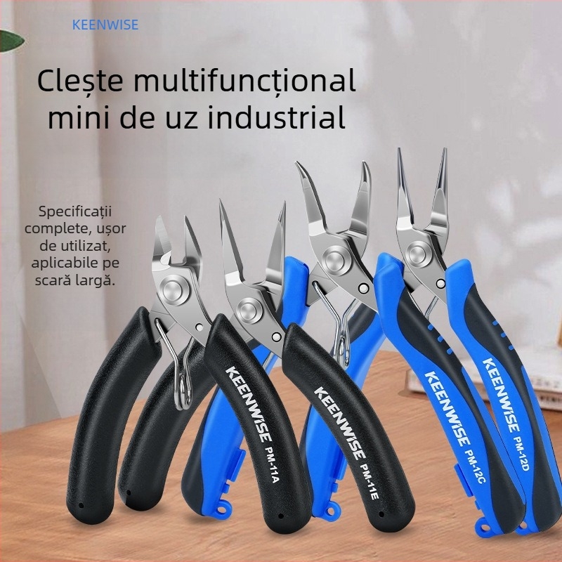 Qingwei Clește mini manual cu vârf ascuțit, nas curbat, nas plat și nas rotund, din oțel inoxidabil, cu arc