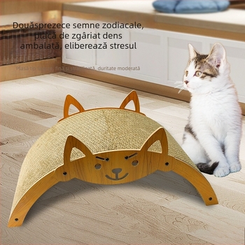 Combo zgâriere și pat pentru pisici, rezistent la zgârieturi, fără scame, placă circulară din carton ondulat, jucărie pentru pisici în stil inspirat de design chinezesc