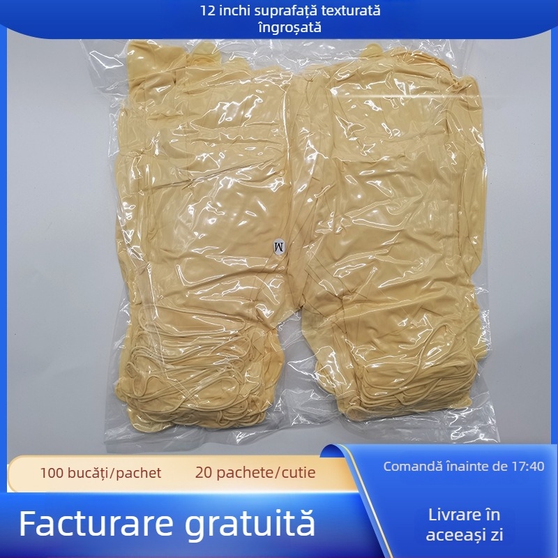 Mănuși din latex pentru încăpere curată, clasă 1000, anti-static, fără pudră, de unică folosință, 9–12 inchi, netede sau texturate, îngroșate