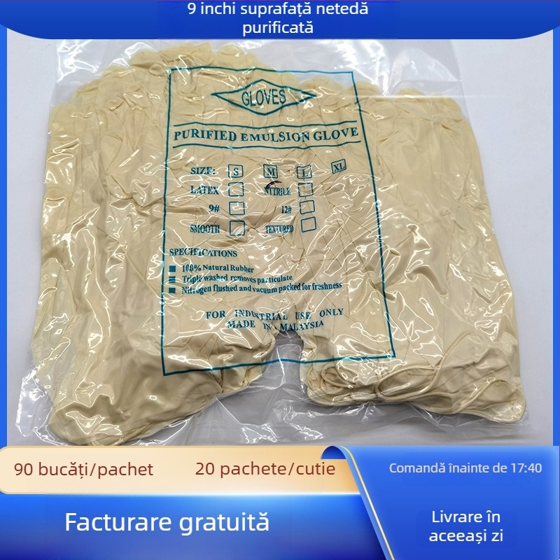 Mănuși din latex pentru încăpere curată, clasă 1000, anti-static, fără pudră, de unică folosință, 9–12 inchi, netede sau texturate, îngroșate