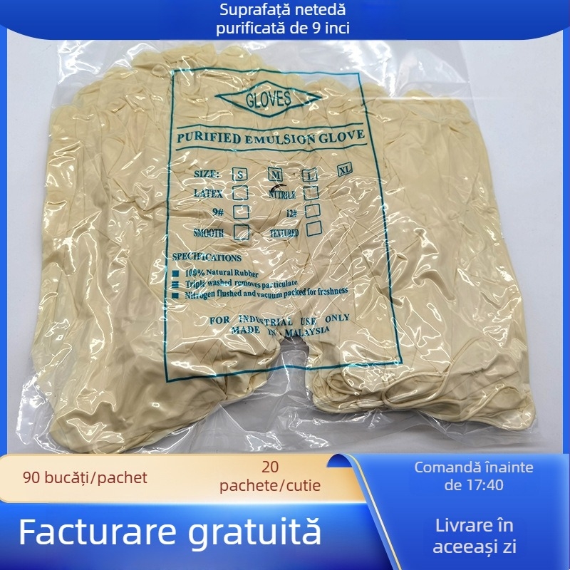 Mănuși din latex pentru încăpere curată, clasă 1000, anti-static, fără pudră, de unică folosință, 9–12 inchi, netede sau texturate, îngroșate