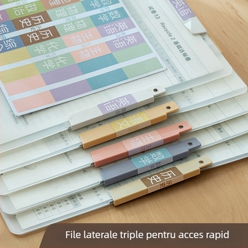 Dosar de plastic A3/A4 cu clemă rotativă și inserții transparente pentru pagini