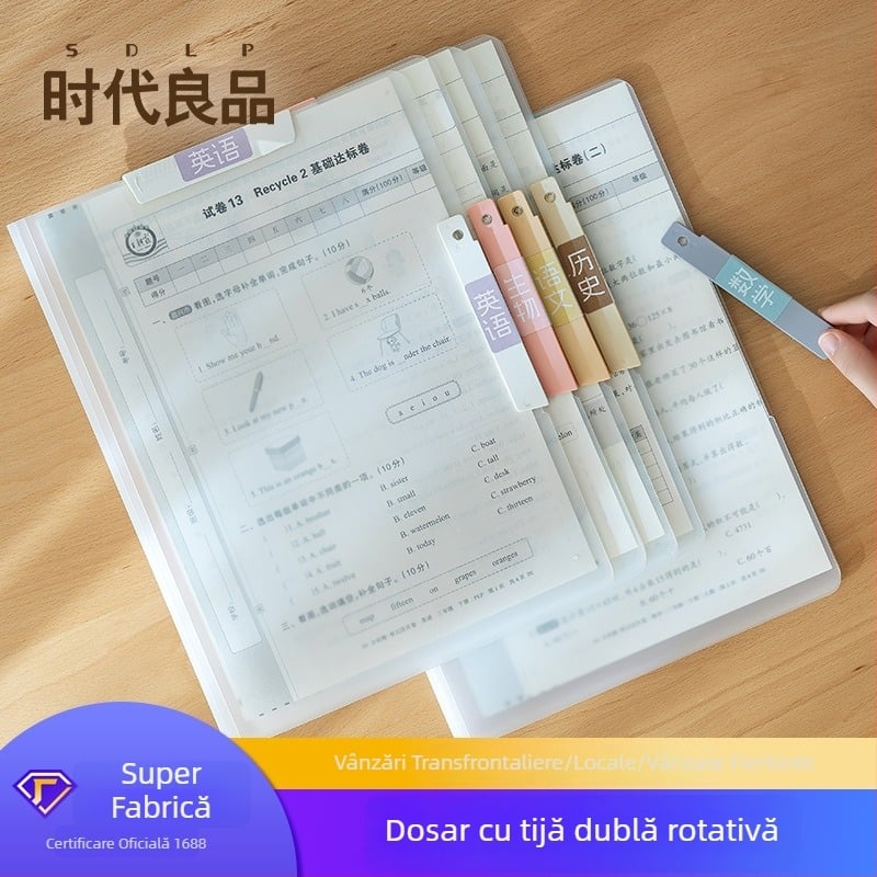Dosar de plastic A3/A4 cu clemă rotativă și inserții transparente pentru pagini