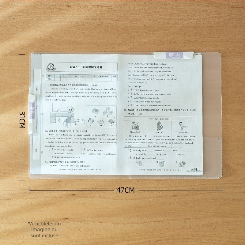 Dosar de plastic A3/A4 cu clemă rotativă și inserții transparente pentru pagini