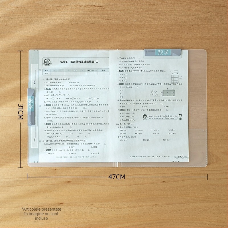 Dosar de plastic A3/A4 cu clemă rotativă și inserții transparente pentru pagini