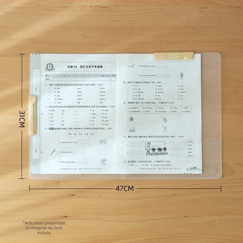 Dosar de plastic A3/A4 cu clemă rotativă și inserții transparente pentru pagini