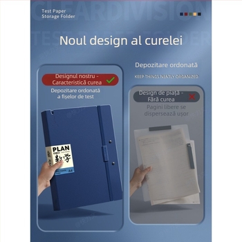 Mapă pentru lucrări de test A3/A4, cu pagini transparente de inserat, clemă dublă, material PP