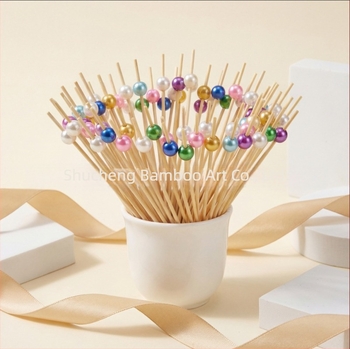 Bețișoare de unică folosință pentru cocktailuri și fructe, bețișoare decorative din bambus cu modele florale, bețișoare artistice pentru karaoke