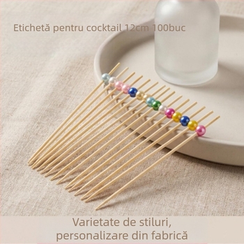 Bețișoare de unică folosință pentru cocktailuri și fructe, bețișoare decorative din bambus cu modele florale, bețișoare artistice pentru karaoke