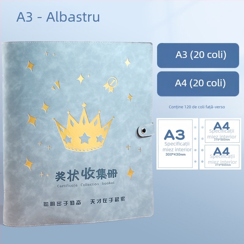 Carte de colecție pentru certificate A4/A3 pentru elevi