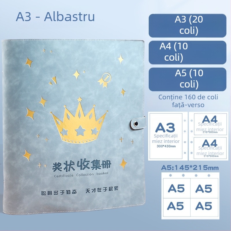 Carte de colecție pentru certificate A4/A3 pentru elevi