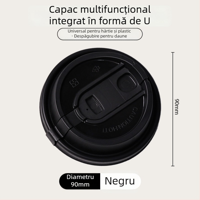 Capac de cafea diametru 90 mm, de unică folosință, gros, pentru băuturi calde precum lapte de soia și ceai cu lapte, ambalare pentru take-away, stil Instagram