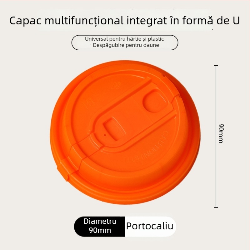 Capac de cafea diametru 90 mm, de unică folosință, gros, pentru băuturi calde precum lapte de soia și ceai cu lapte, ambalare pentru take-away, stil Instagram