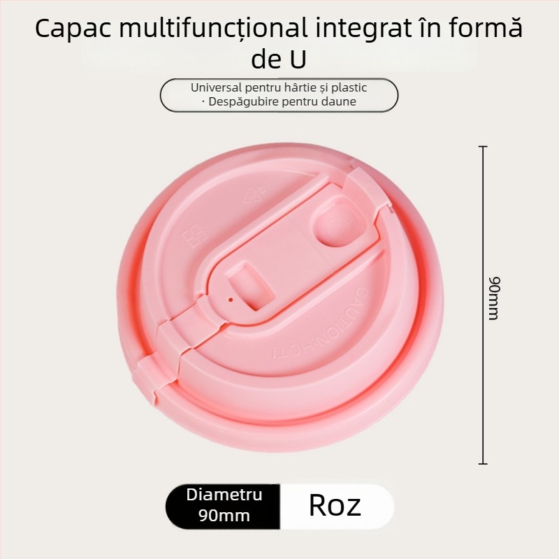 Capac de cafea diametru 90 mm, de unică folosință, gros, pentru băuturi calde precum lapte de soia și ceai cu lapte, ambalare pentru take-away, stil Instagram