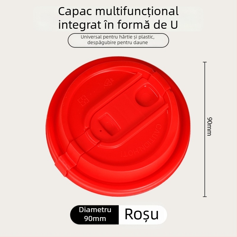 Capac de cafea diametru 90 mm, de unică folosință, gros, pentru băuturi calde precum lapte de soia și ceai cu lapte, ambalare pentru take-away, stil Instagram