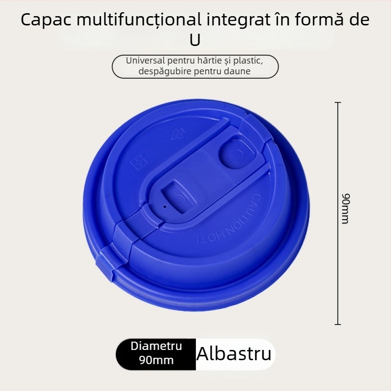 Capac de cafea diametru 90 mm, de unică folosință, gros, pentru băuturi calde precum lapte de soia și ceai cu lapte, ambalare pentru take-away, stil Instagram