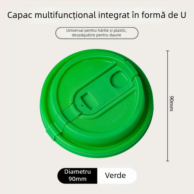 Capac de cafea diametru 90 mm, de unică folosință, gros, pentru băuturi calde precum lapte de soia și ceai cu lapte, ambalare pentru take-away, stil Instagram