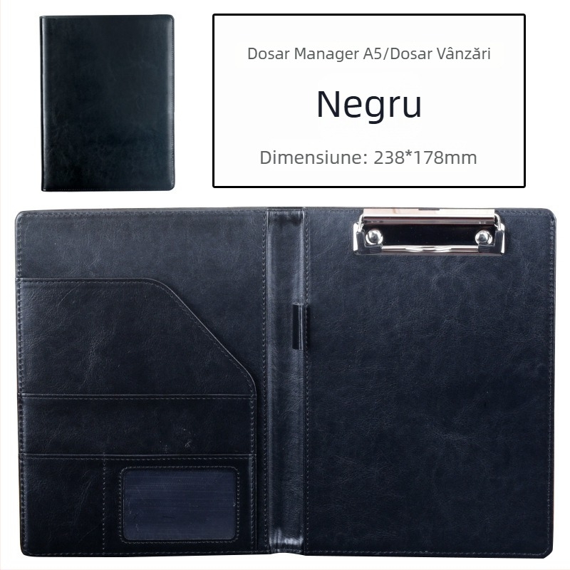 Folder multifuncțional pentru afaceri, cu inserții transparente, perforat pentru A4, pentru depozitarea notițelor și contractelor
