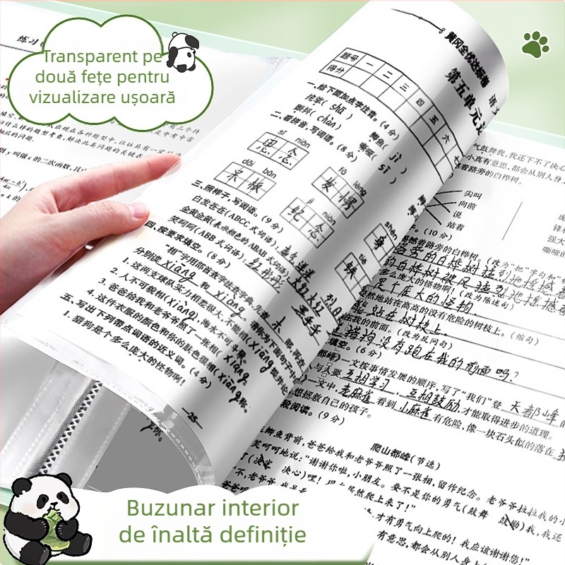 Mapă A4 cu inserții transparente pentru lucrări de examen și certificate, dosar pentru fișiere studențești
