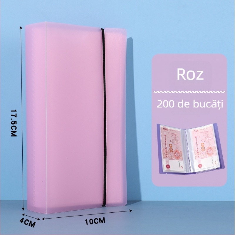 Carte plastică pentru economisire a banilor, capacitate pentru 200 de monede, format A6